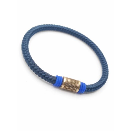 Bracciale unisex cordino blu e acciaio. SAYA SHOP ONLINE OUTLET.