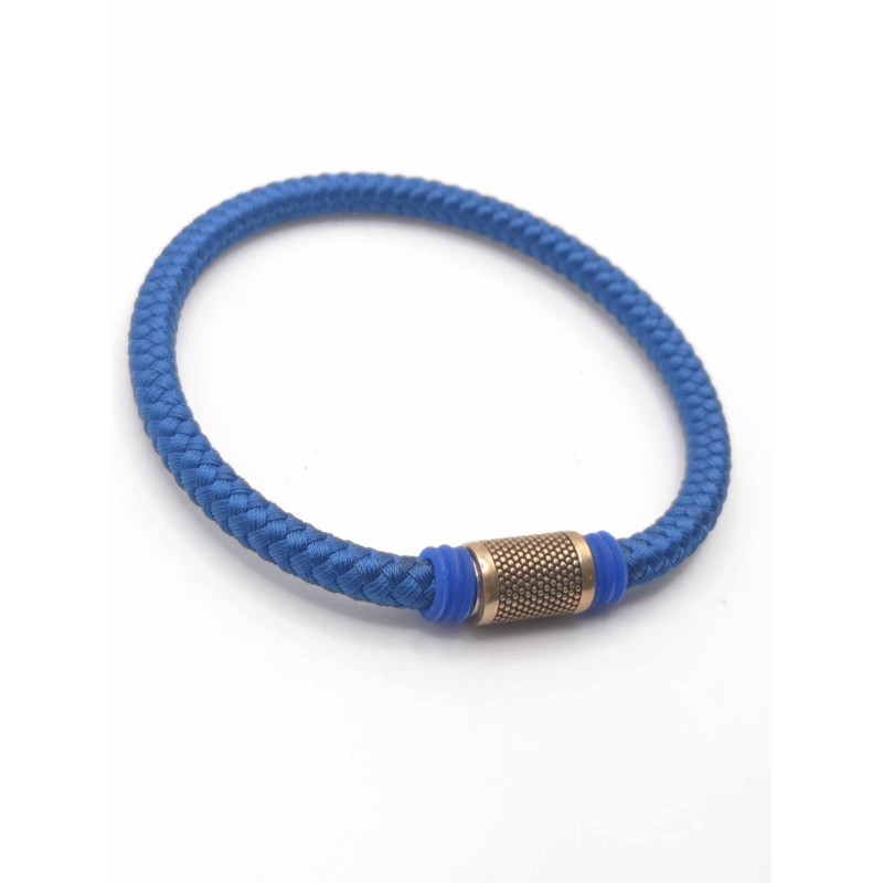 Bracciale unisex cordino blu elettrico e acciaio. SAYA SHOP ONLINE OUTLET