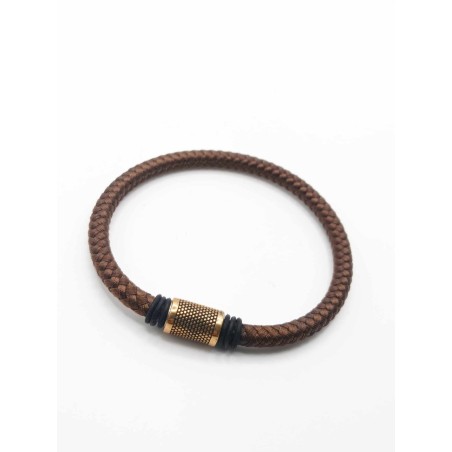 Bracciale unisex cordino marrone e acciaio. SAYA SHOP ONLINE OUTLET