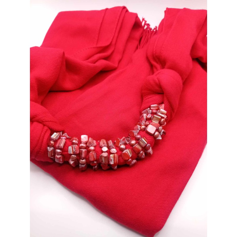 SCIARPA GIOIELLO ROSSA DONNA CON PIETRE - SAYA SHOP ONLINE OUTLET