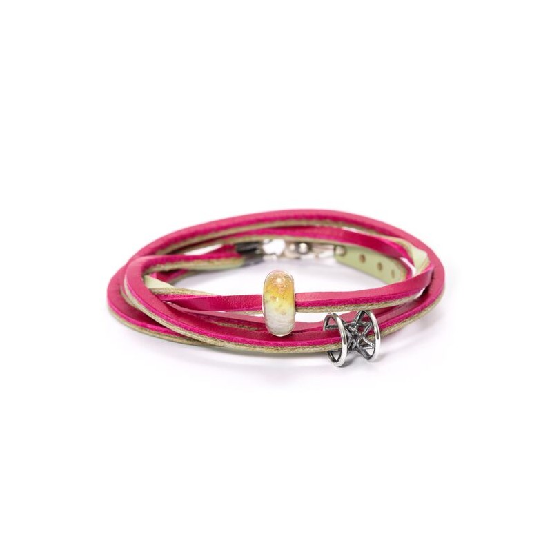 Trollbeads, Bracciale Cuoio Magenta/Verde Salvia | SAYA SHOP ONLINE