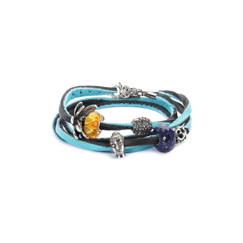 Trollbeads, Bracciale Cuoio Azzurro/Nero | SAYA SHOP ONLINE