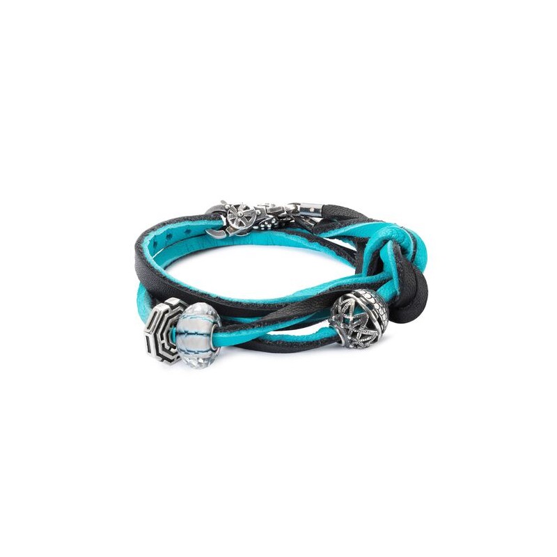 Trollbeads, Bracciale Cuoio Azzurro/Nero | SAYA SHOP ONLINE