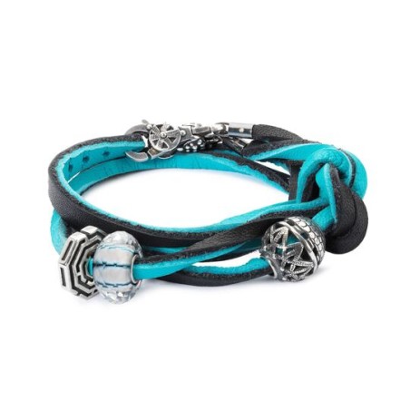 Trollbeads, Bracciale Cuoio Azzurro/Nero | SAYA SHOP ONLINE
