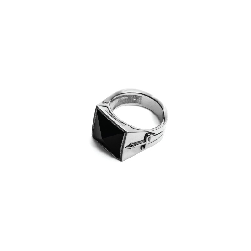 Cesare Paciotti,Anello in argento a sigillo e onice | SAYA SHOP ONLINE