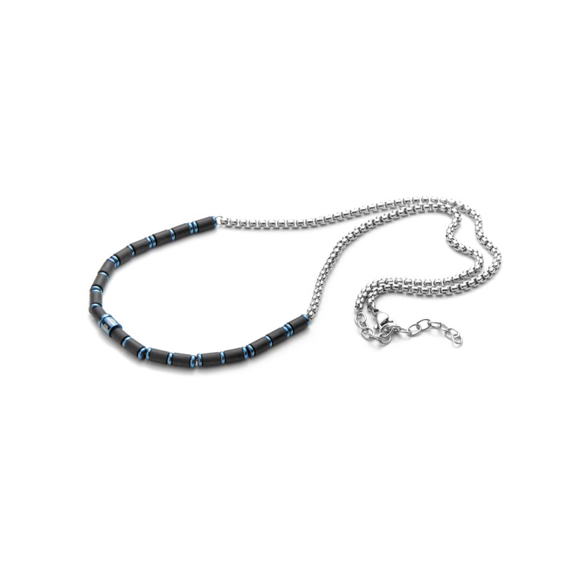 Cesare Paciotti 4US, Collana in acciaioe gomma nera | SAYA SHOP ONLINE