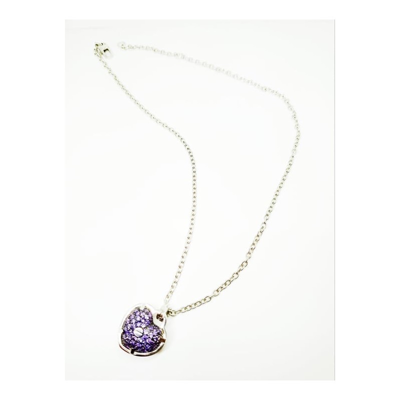 Collana Facco Gioielli. Cuore Cristalli viola. SAYA SHOP ONLINE OUTLET