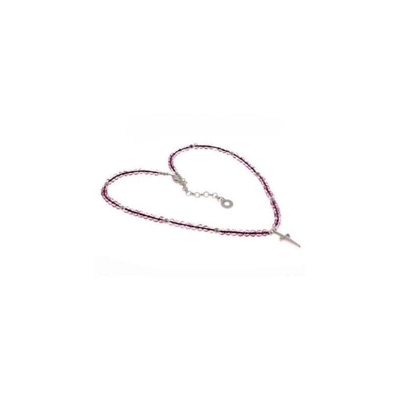 Rosario Paciotti Argento e cristalli rosa. SAYA SHOP ONLINE OUTLET.