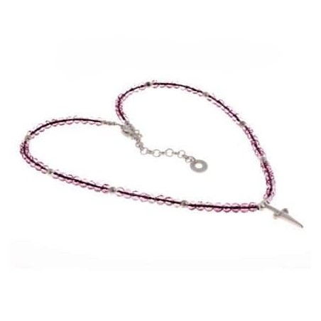 Rosario Paciotti Argento e cristalli rosa. SAYA SHOP ONLINE OUTLET.