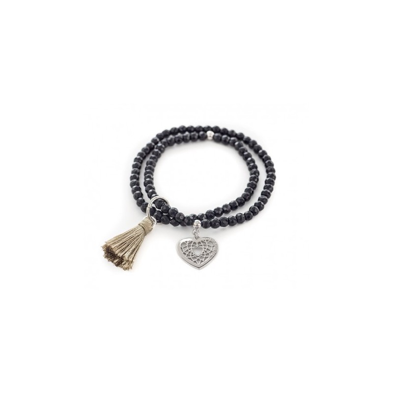 Bracciale Cuorepuro,CUORE E PIETRE NERE
