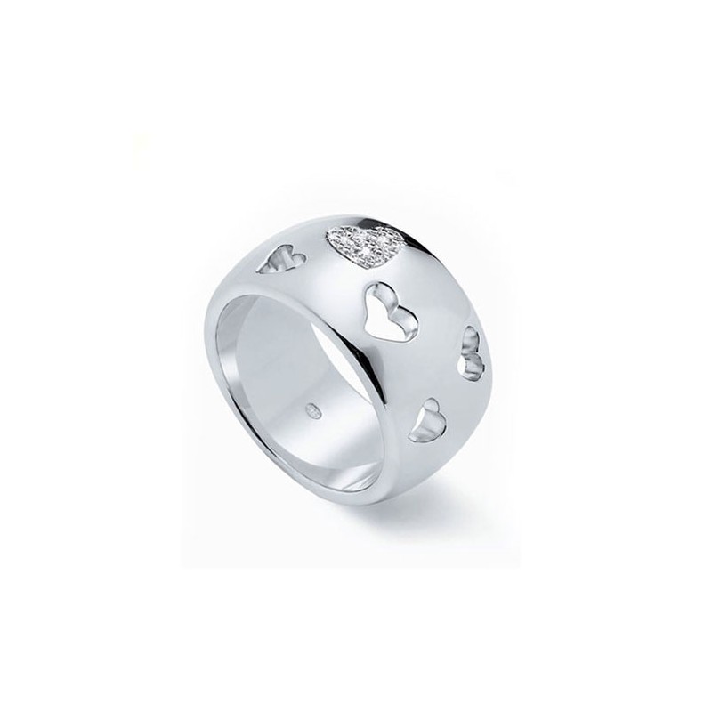 Anello Molecole. Cuori, argento e cristalli. SAYA SHOP ONLINE OUTLET.