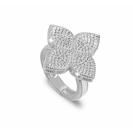 BROCCHI, Anello Quadrifoglio Pavé Silver | SAYA SHOP ONLINE
