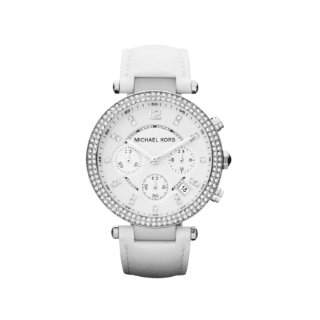 Orologio  Michael Kors,  Parker con Cinturino in Pelle Bianco