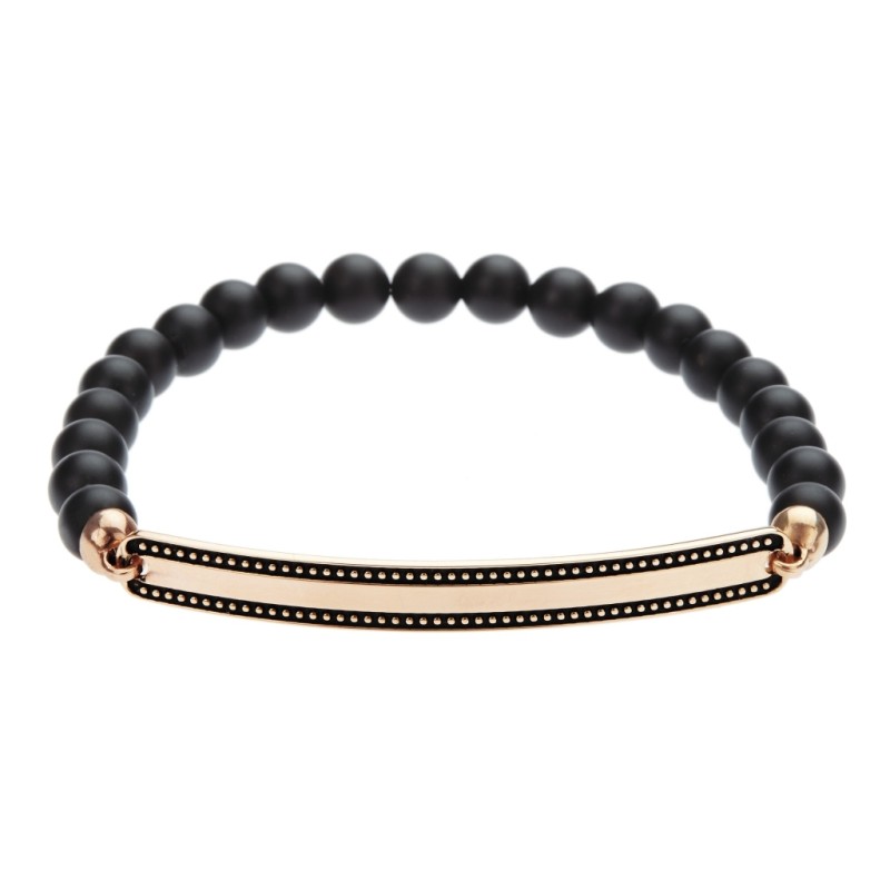 Moody bracciale uomo in argento rosa e onice. SAYA OUTLET SHOP ONLINE.
