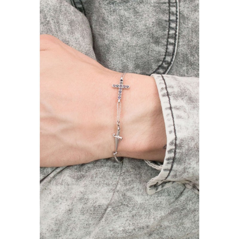 Bracciale Unisex Paciotti. Argento e zirconi. SAYA SHOP ONLINE OUTLET.