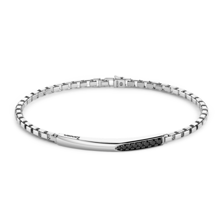 Zancan, Bracciale in argento con targa e pietre nere| SAYA SHOP ONLINE