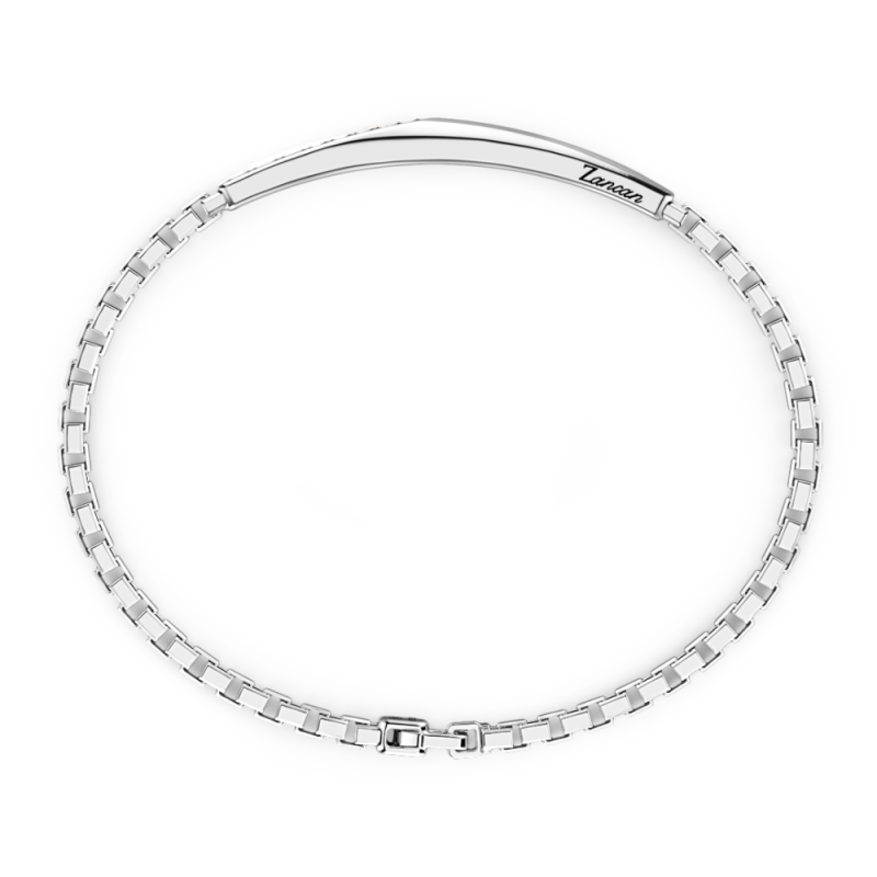 Zancan, Bracciale in argento con targa e pietre nere| SAYA SHOP ONLINE