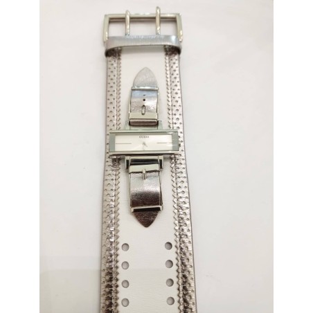 Guess orologio Donna. Pelle bianco e argento. SAYA SHOP ONLINE OUTLET.