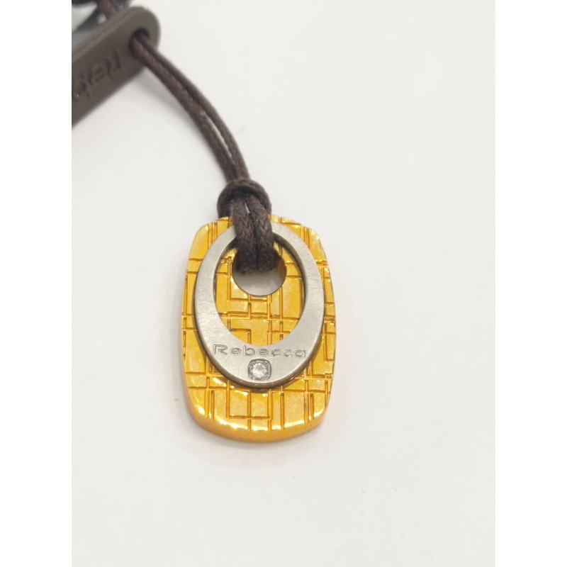 Ciondolo Rebecca. Acciaio, bronzo e diamante. SAYA SHOP ONLINE OUTLET.