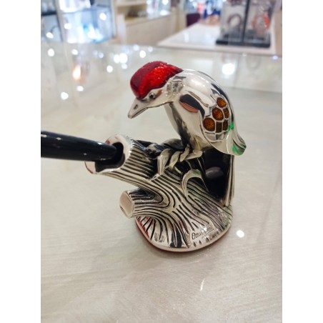 Portapenna Argento Scultura Picchio Ottaviani. SAYA SHOP ONLINE OUTLET