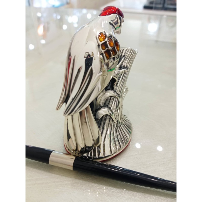 Portapenna Argento Scultura Picchio Ottaviani. SAYA SHOP ONLINE OUTLET