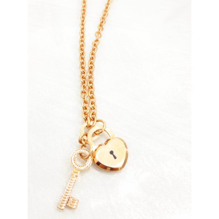 Collana Rebecca ChiaveLucchetto Bronzo zirconi SAYA SHOP ONLINE OUTLET