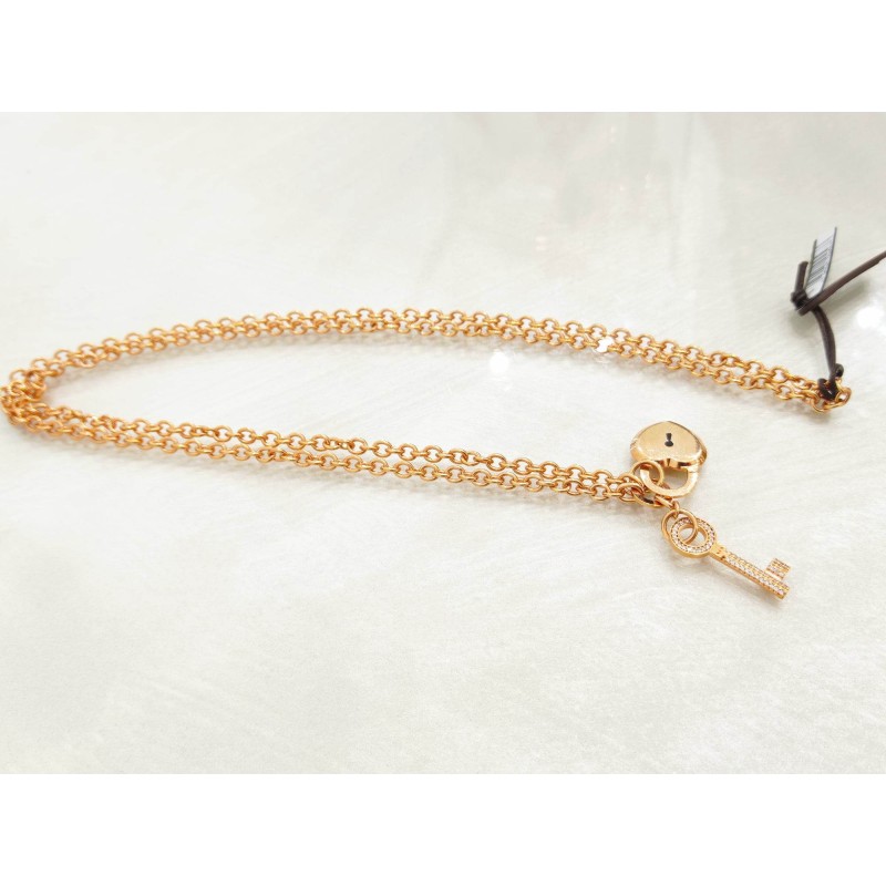 Collana Rebecca ChiaveLucchetto Bronzo zirconi SAYA SHOP ONLINE OUTLET