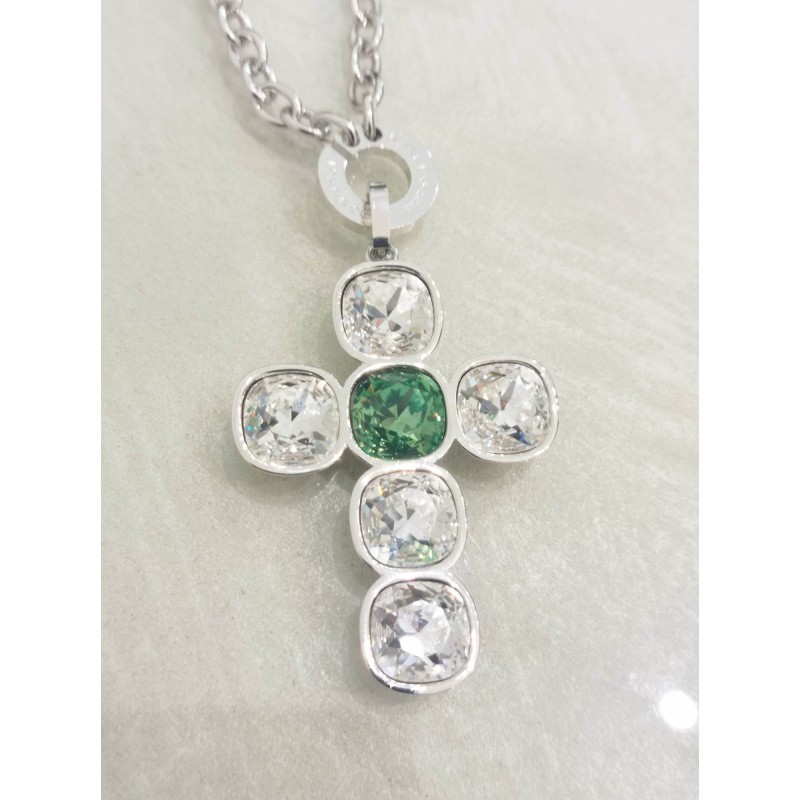 Collana donna Rebecca. Cross. Croce cristalli. SAYA SHOP ONLINE OUTLET