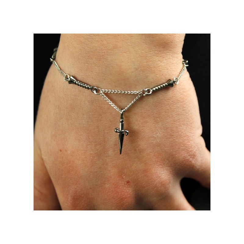 Bracciale Paciotti argento. Chiodi e spadino. SAYA SHOP ONLINE OUTLET.