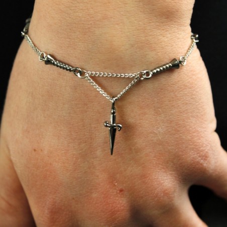 Bracciale Paciotti argento. Chiodi e spadino. SAYA SHOP ONLINE OUTLET.