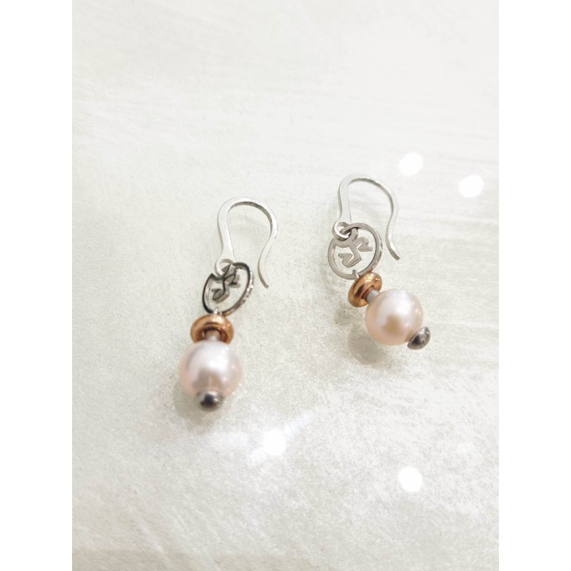 Orecchini Rebecca Jewels. Acciaio e Perla. SAYA SHOP ONLINE OUTLET.