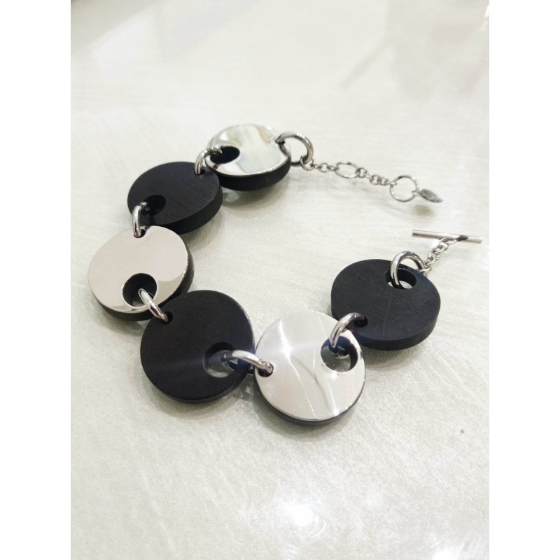 Bracciale Makuti Gioielli in legno e acciaio. SAYA SHOP ONLINE OUTLET.