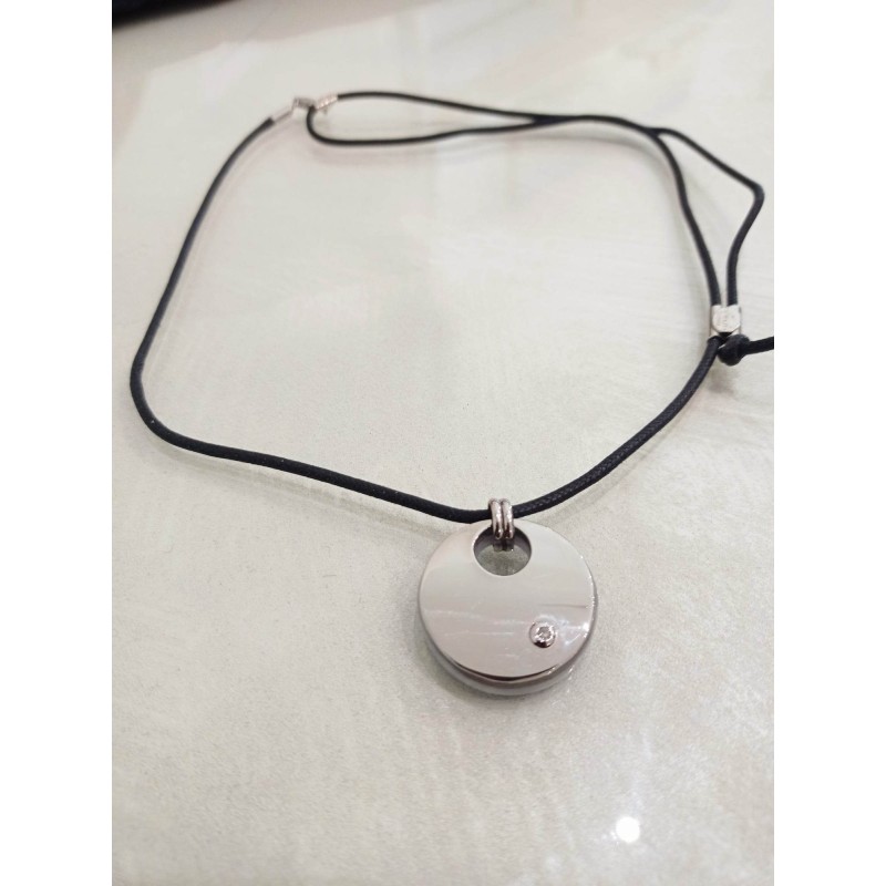 Collana Makuti. Acciaio, Ebano e diamante. SAYA SHOP ONLINE OUTLET.