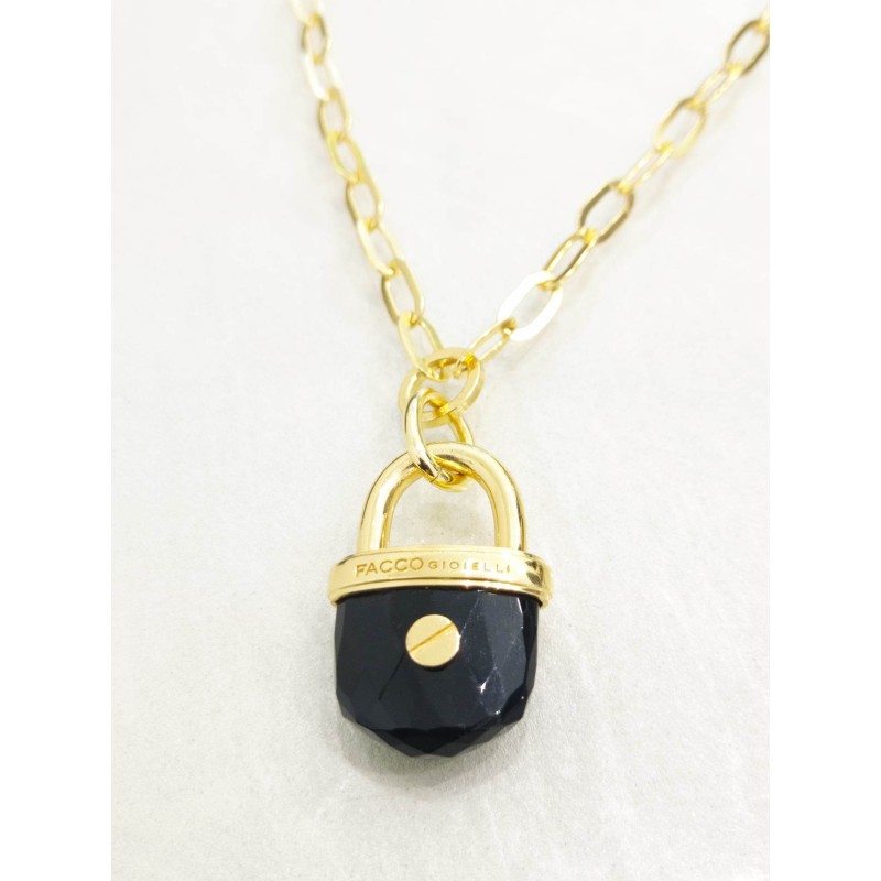 Collana Facco Argento dorato lucchetto Topazio SAYA SHOP ONLINE OUTLET