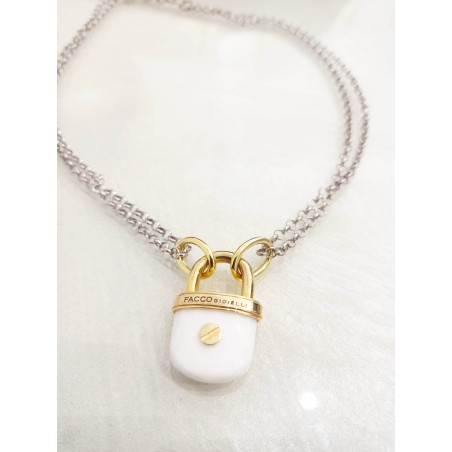 Collana Facco Argento dorato e lucchetto Agata SAYA SHOP ONLINE OUTLET