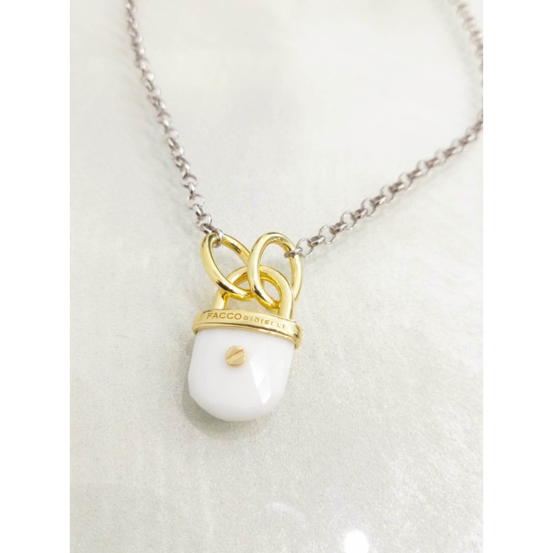 Collana Facco Argento dorato e lucchetto Agata SAYA SHOP ONLINE OUTLET