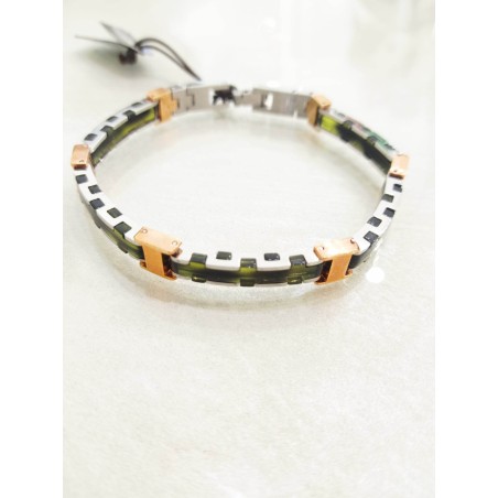 Bracciale Rebecca Uomo. Acciaio e celluloide. SAYA SHOP ONLINE OUTLET.