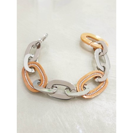 Bracciale Rebecca. Acciaio, bronzo e zirconi. SAYA SHOP ONLINE OUTLET.