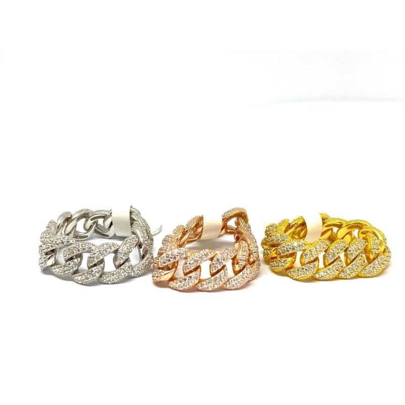 Anello Groumette In argento e zirconi | SAYA SHOP ONLINE