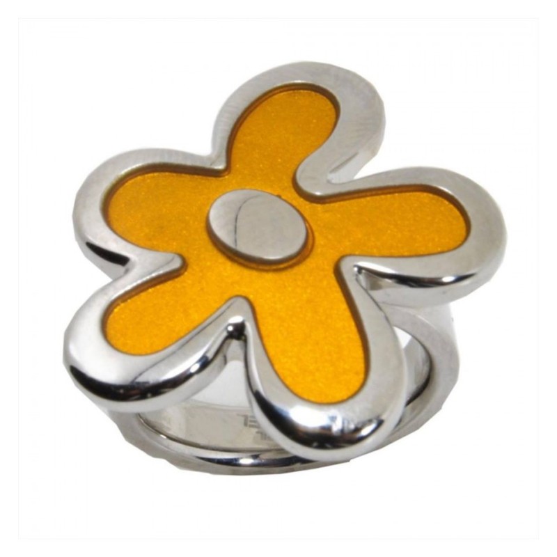 Fossil anello fiore in acciaio e smalto. SAYA SHOP ONLINE OUTLET.