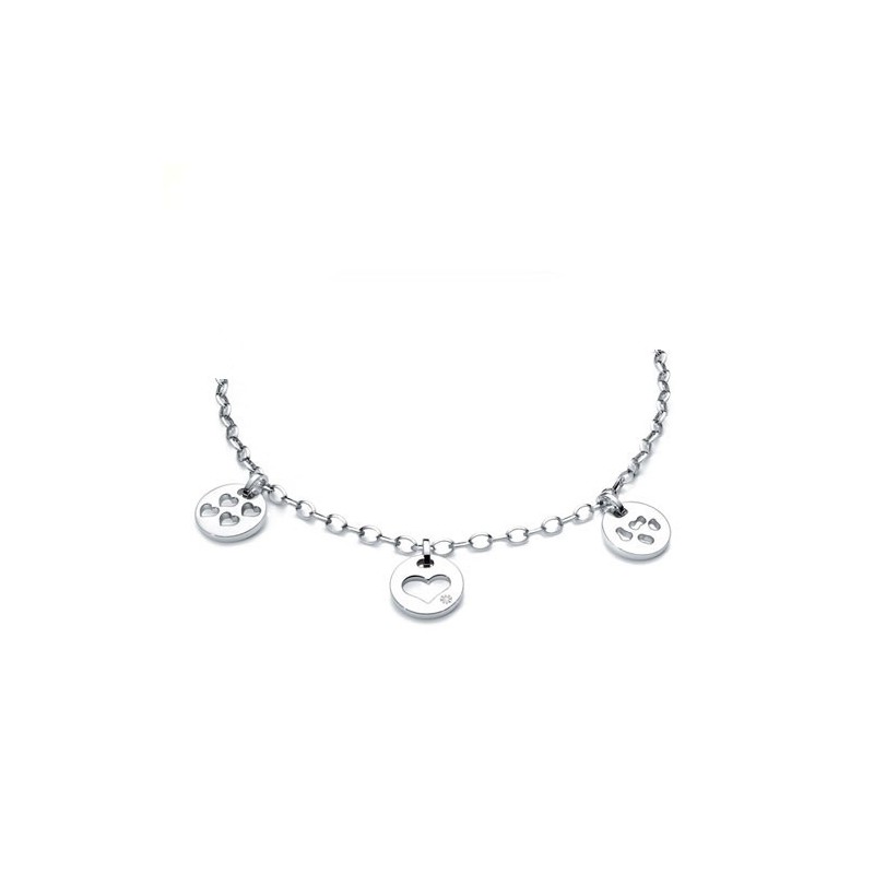 Collana Molecole. Charms, argento e zircone. SAYA SHOP ONLINE OUTLET