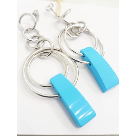 Orecchini Molecole Argento e pasta di Turchese SAYA SHOP ONLINE OUTLET