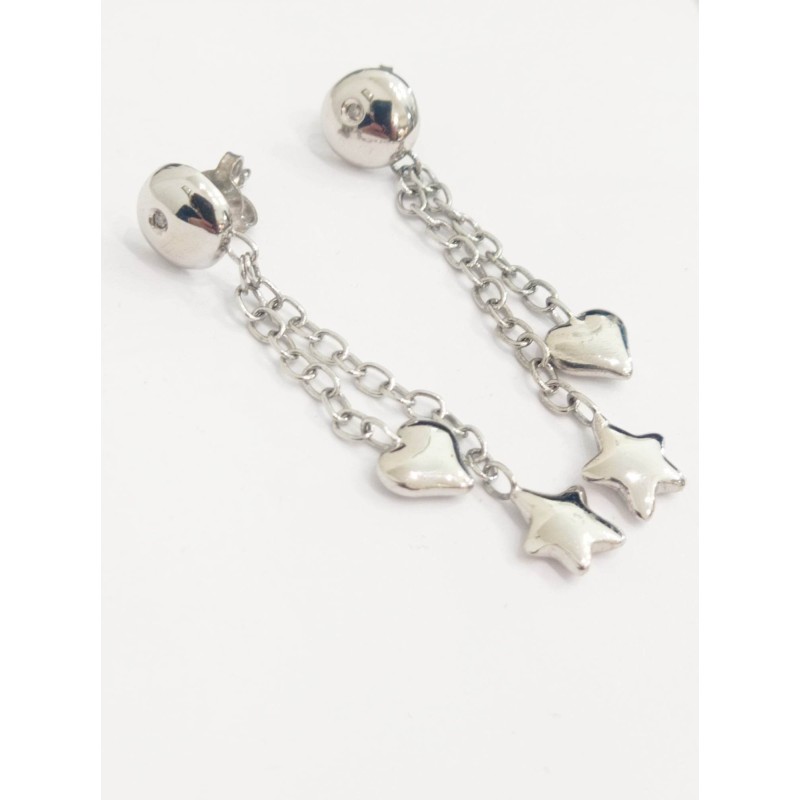 Orecchini Molecole. Cuore e stella. Argento. SAYA SHOP ONLINE OUTLET.