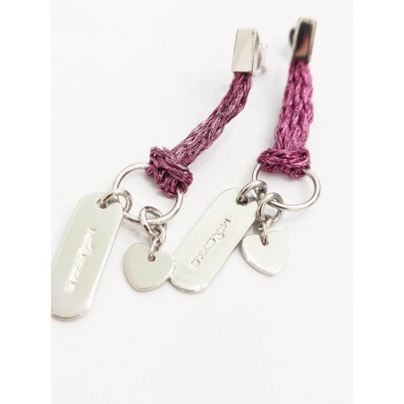 Orecchini Molecole. Cuore e logo Argento. SAYA SHOP ONLINE OUTLET.