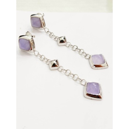 Orecchini Molecole. Argento e pietra viola. SAYA SHOP ONLINE OUTLET.