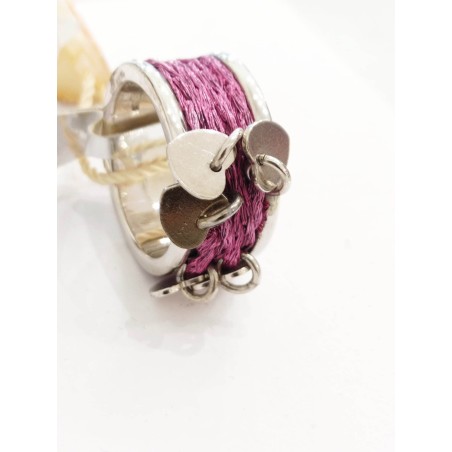 Anello Molecole Charm Cuori. Argento colorato. SAYA SHOP ONLINE OUTLET