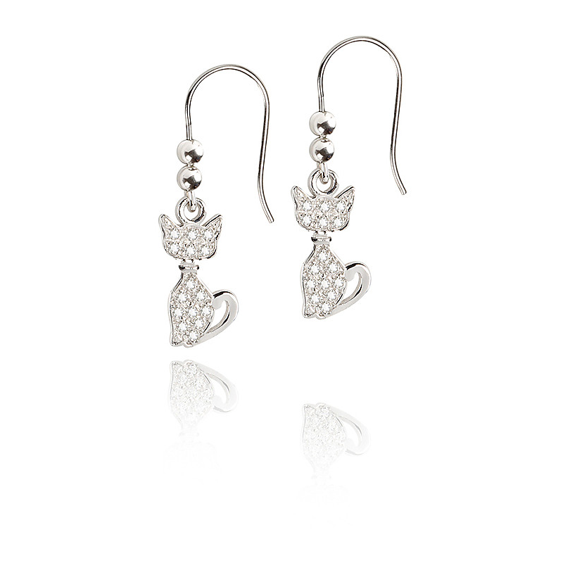 Orecchini Jack&Co. Gatto. Argento e zirconi. SAYA SHOP ONLINE OUTLET.
