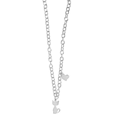 Collana Jack&Co. Gatto e cuore. Argento 925. SAYA SHOP ONLINE OUTLET.