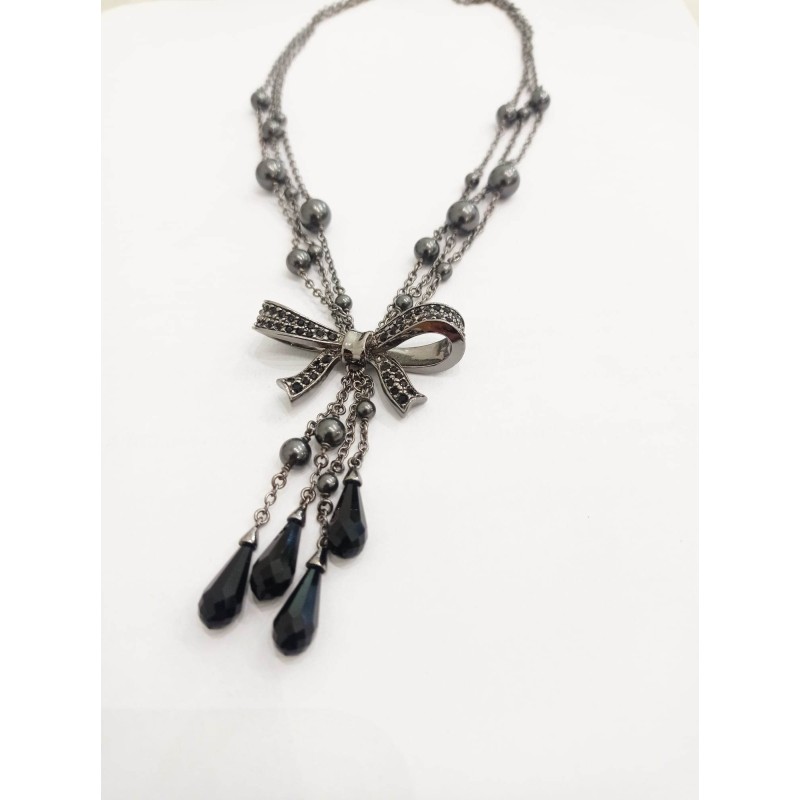 Collana Miss Fashion con fiocco e pietre. SAYA SHOP ONLINE OUTLET.
