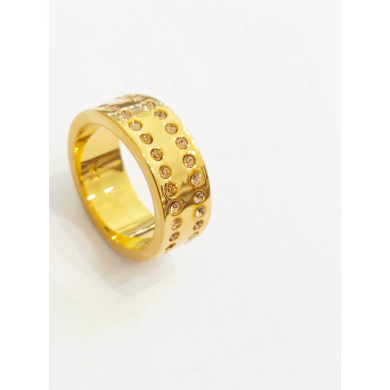 Anello Miss Fashion. Fascia cristalli gialli. SAYA SHOP ONLINE OUTLET.